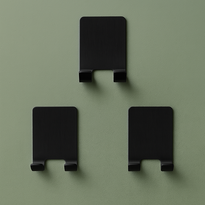 그리뉴얼 스테인리스 무타공 다용도 면도기 거치대 후크, 304 블랙, 3개