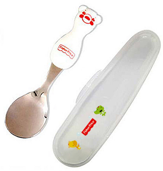 피셔프라이스 옥수수 스텐 스푼 + 케이스, 혼합 색상, 1세트