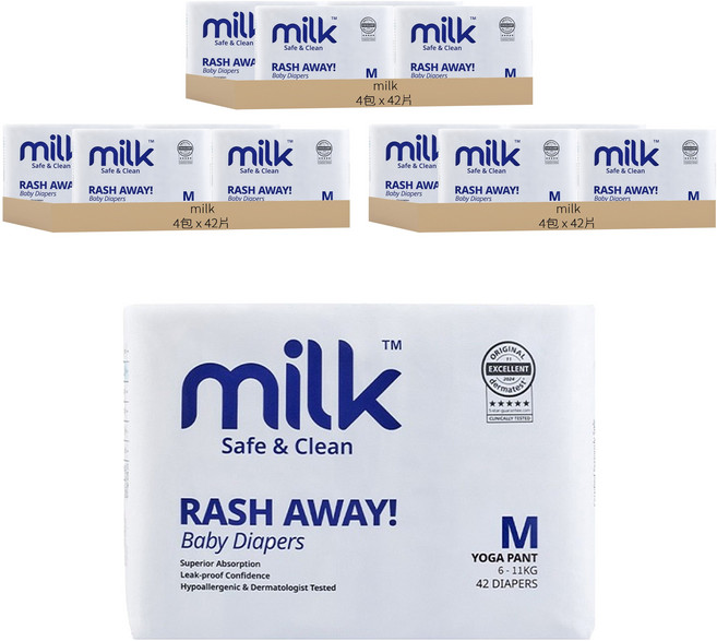milk 鎖水芯牛奶尿布 褲型 6~11kg, 504片, M