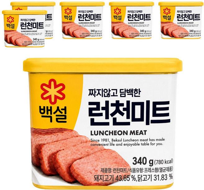 CJ BEKSUL 白雪 午餐肉, 6個, 340g