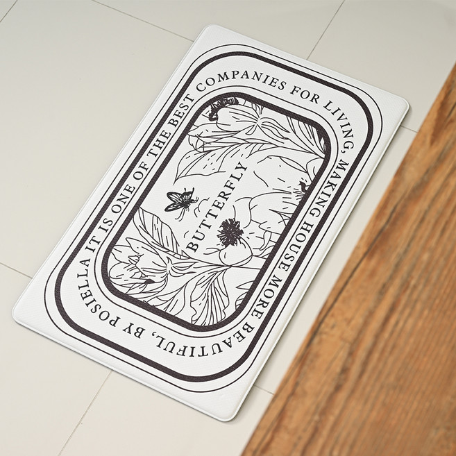 포시엘라 pvc 주방 매트 싱크대 부엌 발매트 북유럽, 화이트, 1개