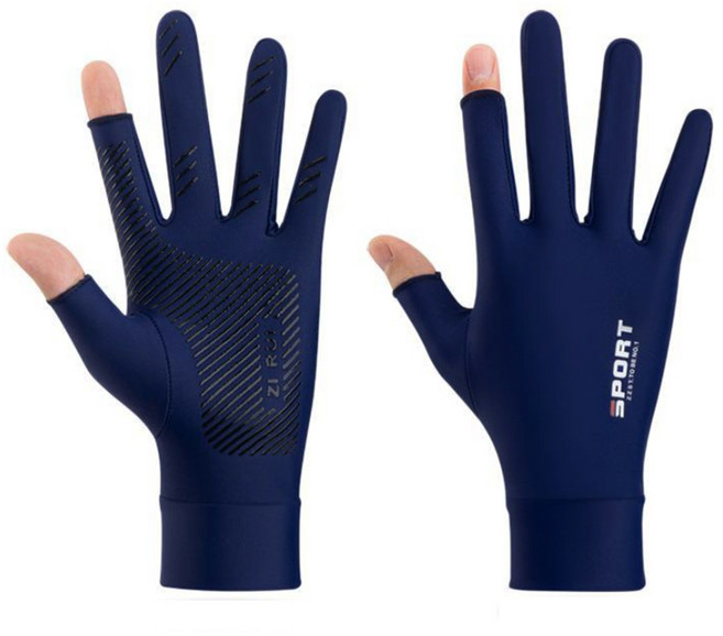 이츠굿텐 남성용 햇빛 차단 미끄럼 방지 손보호 반장갑, 블루, 1세트