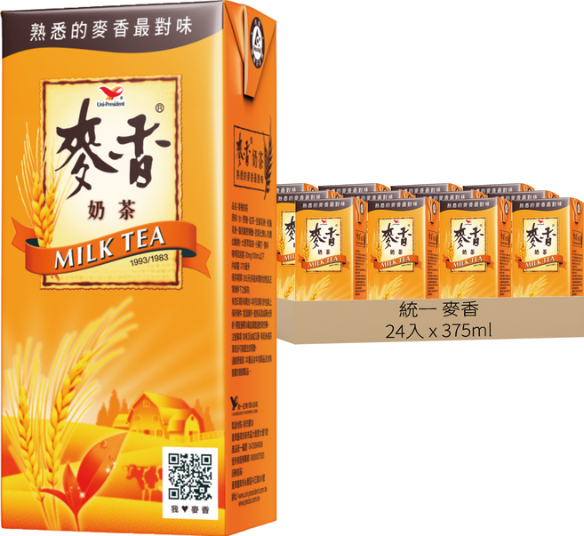 統一 麥香 奶茶, 375ml, 24入
