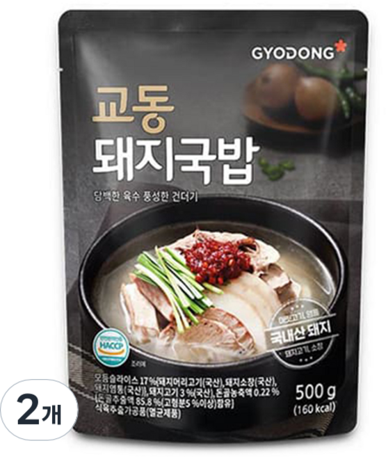 교동식품 돼지국밥, 500g, 2개