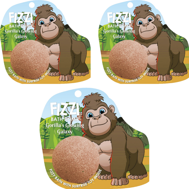 Saboo 台灣公司貨 泡沫沐浴球 GORILLA'S GLOWING GALAXY 大猩猩的發光星系 附驚喜小公仔 顏色隨機, 100g, 3顆