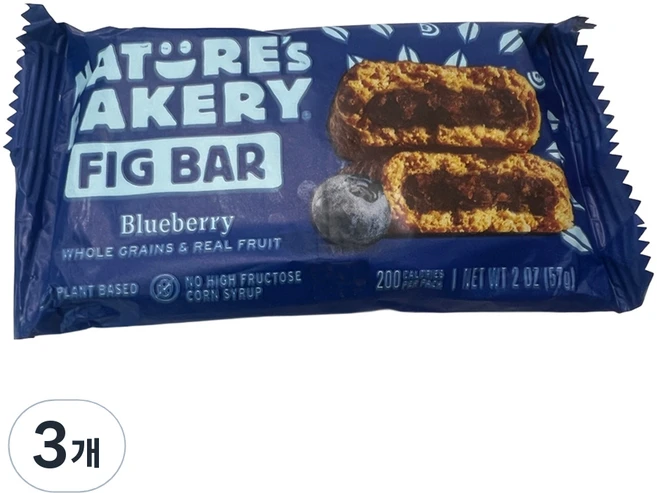 네이쳐스베이커리 무화과 통밀바 블루베리맛, 57g, 3개 - 쿠팡
