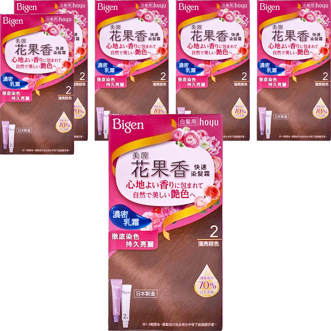 Bigen 美源 花果香快速染髮霜, 2淺亮棕色, 6盒