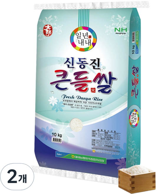 대야농협 2025년산 햅쌀 신동진 큰들쌀, 상등급, 2개, 10kg