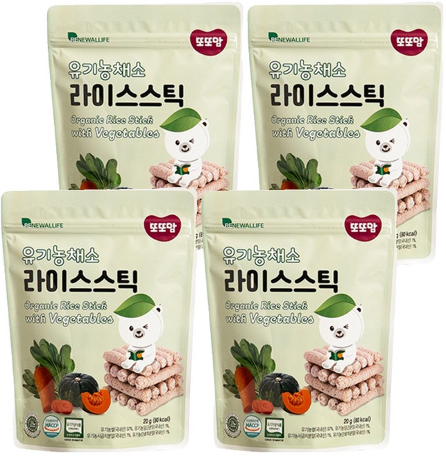 또또맘 유기농 라이스스틱, 채소, 20g, 4개
