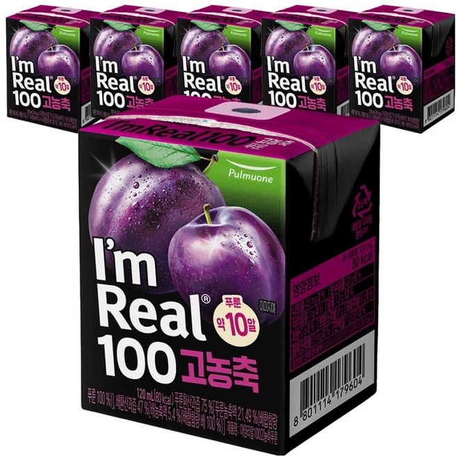 아임리얼 100 고농축 푸룬주스, 120ml, 6개 - 쿠팡