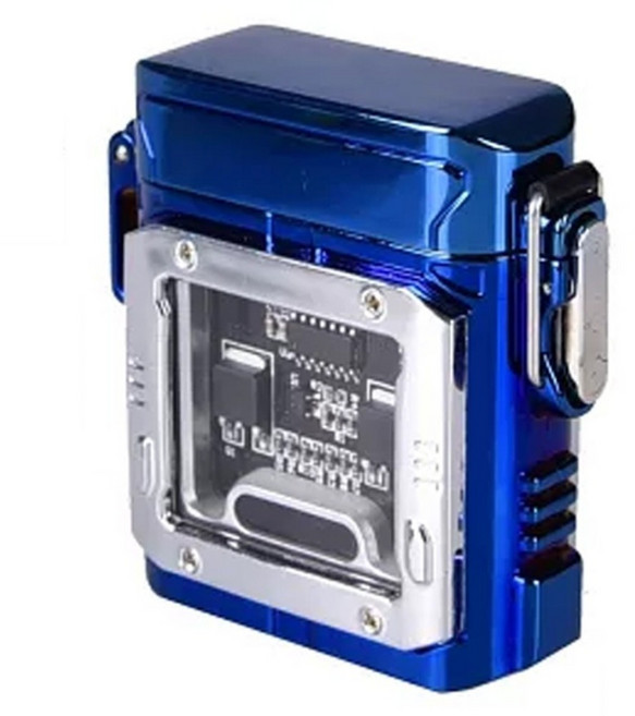 AD FOREST 野外求生必備 湛焰防水雙電弧充電打火機 5.3 x 6 x 2cm 100g, 鈦藍色, 1個