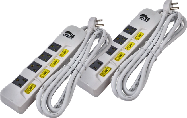 D-POWER 台灣製 四開四插延長線, 延長線 白色, 2.7m, 2個