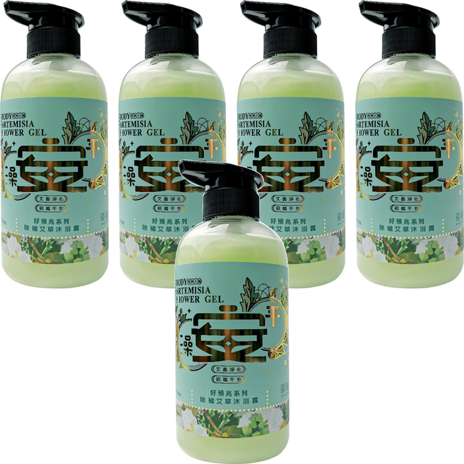 財神小舖 澡平安 除穢艾草沐浴露, 500ml, 5瓶