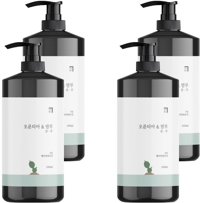 살림백서 오푼티아 앤 밤부 퍼퓸 샴푸 베이비파우더, 1L, 4개