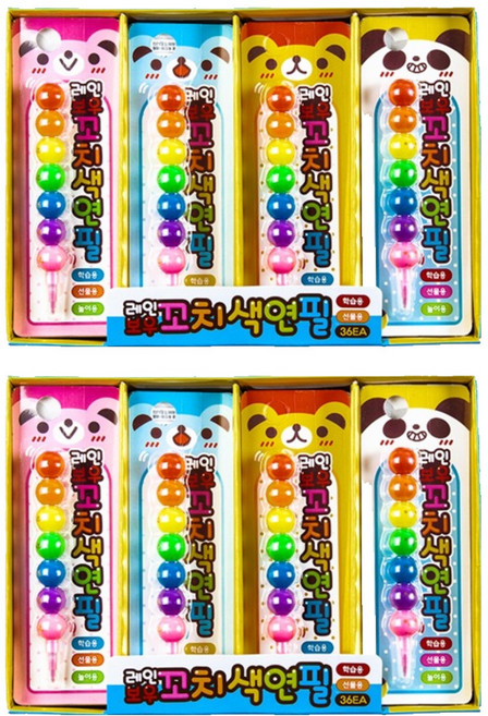 쥬크박스 레인보우 꼬치 색연필 랜덤 발송 36p, 7색, 2세트