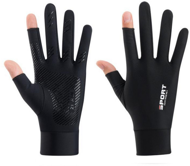 이츠굿텐 남성용 햇빛 차단 미끄럼 방지 손보호 반장갑, 블랙, 1세트