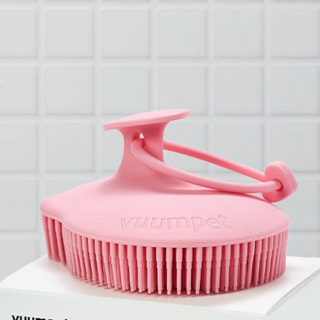 붐펫 반려동물 배스 목욕 실리콘 브러쉬 겸용 소프트 타입, 핑크, 1개