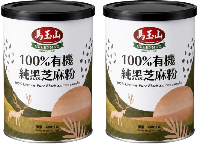 馬玉山 有機純黑芝麻粉, 400g, 2罐