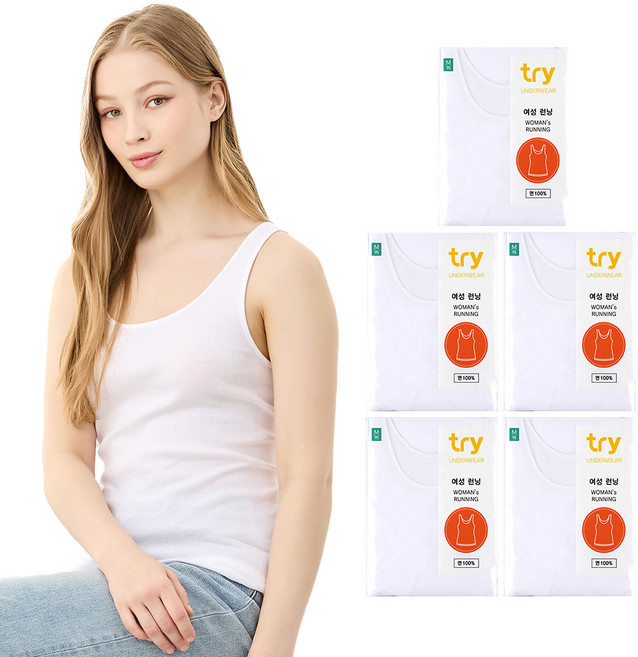 트라이 여성용 통기성 베이직 런닝 5매 세트 EWRSJ0A
