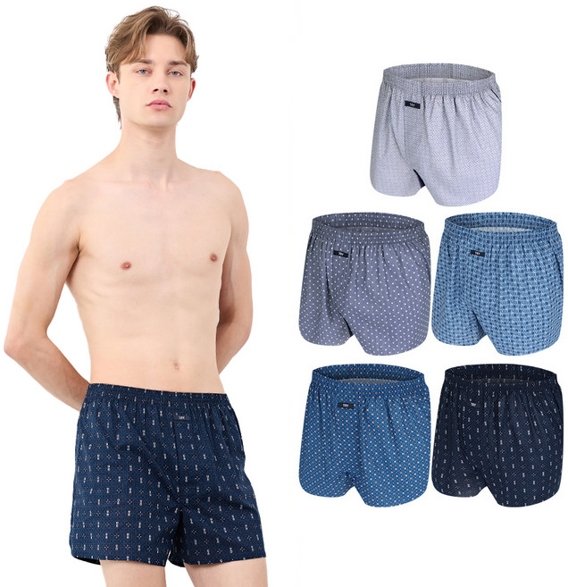 트라이 남성용 순면 트렁크 팬티 5종 세트 EMXFJ01