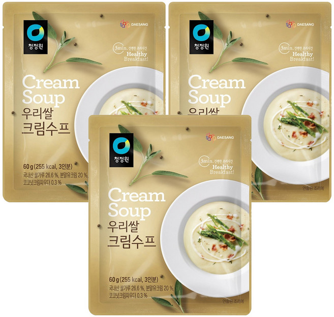 청정원 우리쌀 크림수프, 60g, 3개