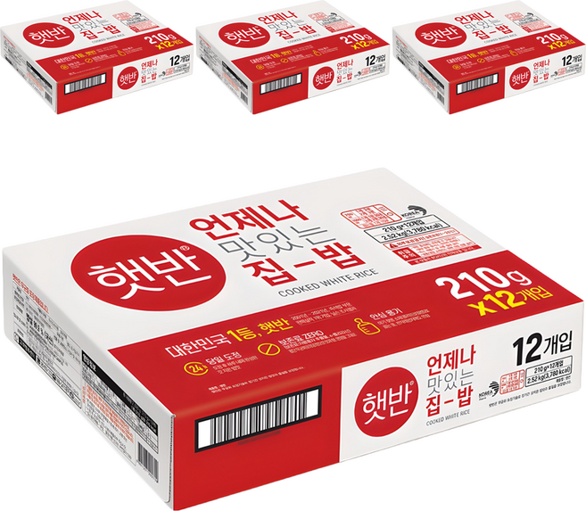 햇반 백미밥, 210g, 48개