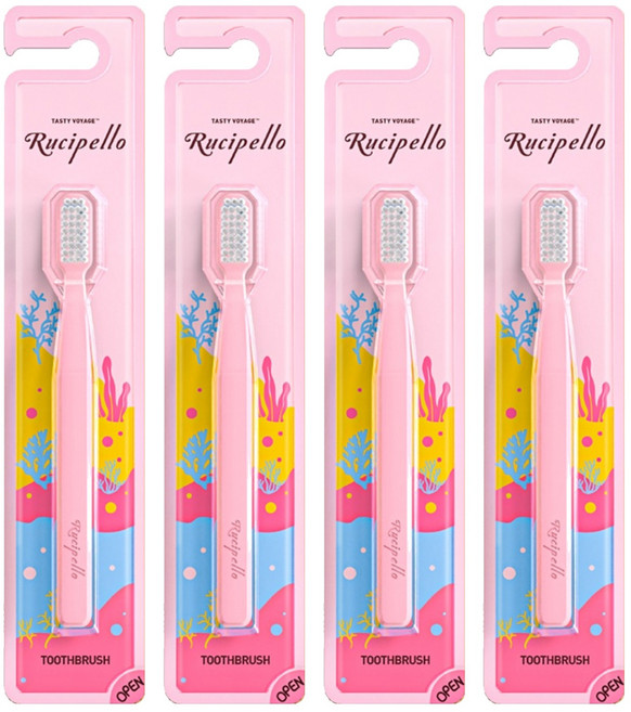 루치펠로 울라울라 유아칫솔, 분홍색, 1개입, 4개