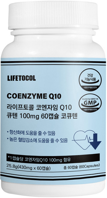 라이프토콜 코엔자임 Q10 큐텐 100mg 코큐텐, 60정, 1개