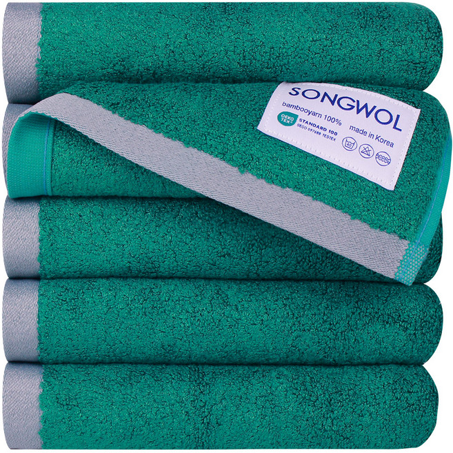 송월타월 테노아 호텔수건 220g 뱀부얀, 그린, 5개