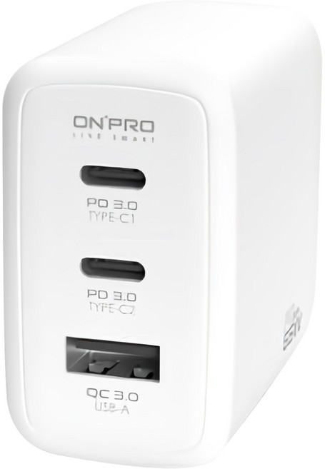 ON PRO UC-GAN65W Pro PD65W氮化鎵 GaN 3口快速充電器 迷你USB-C充電器, 白色, 1個
