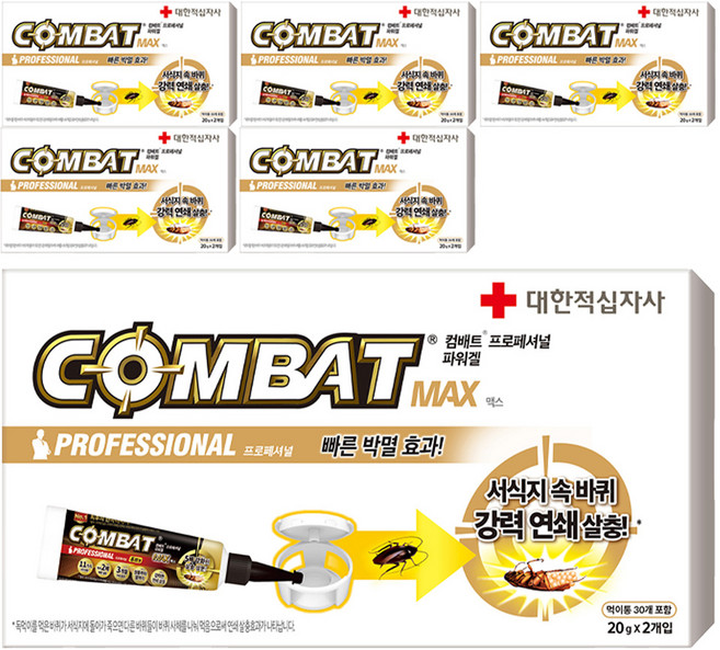 컴배트 프로페셔널 맥스 튜브 겔 살충제 20g x 2p + 먹이통 30p 세트, 6세트