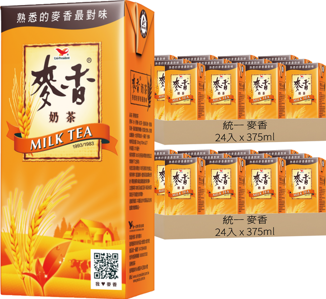 統一 麥香 奶茶, 375ml, 48入
