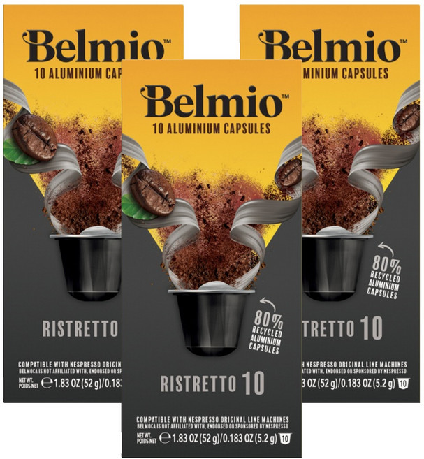 벨미오 에스프레소 리스트레토 캡슐커피 네스프레소 호환캡슐 (브릭형), 10개입, 3개, 5.2g