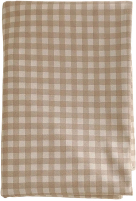 格子桌布, 90 x 150cm, 奶茶色 + 白色, 1個