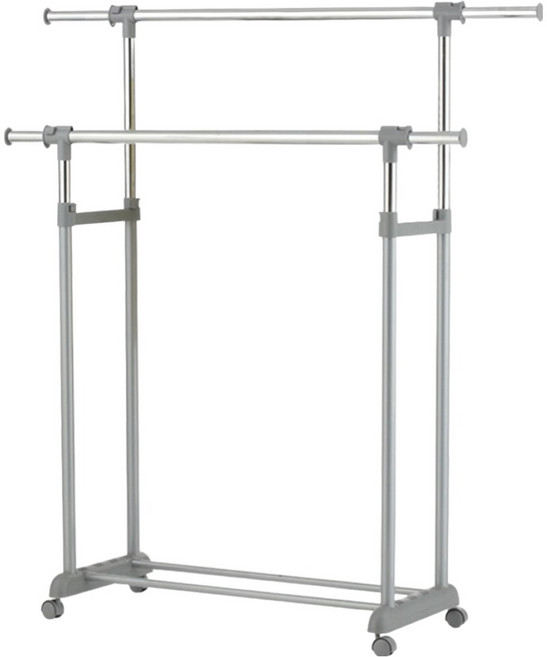 KI WISH 居家生活 可伸縮雙桿衣架 曬衣架 吊衣架, 日式無印灰