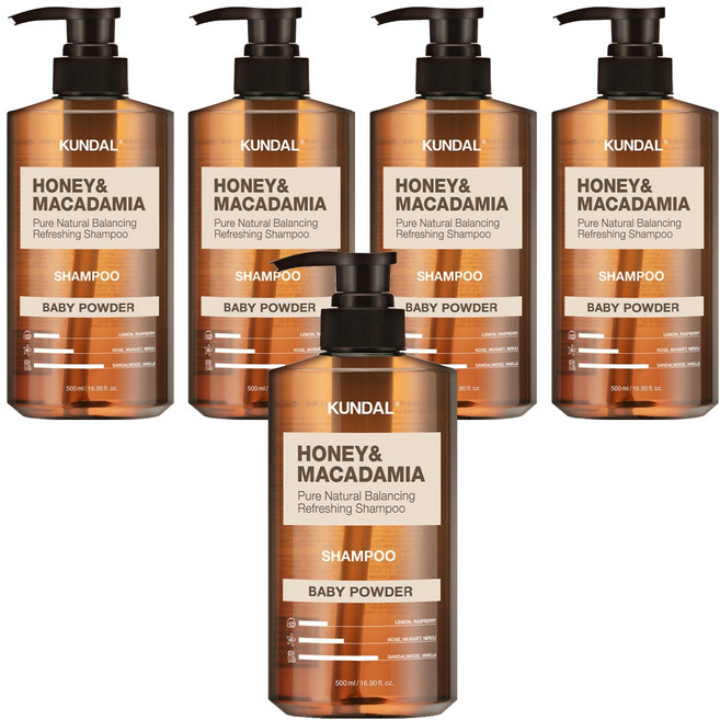 쿤달 네이처 샴푸 베이비파우더향, 500ml, 5개