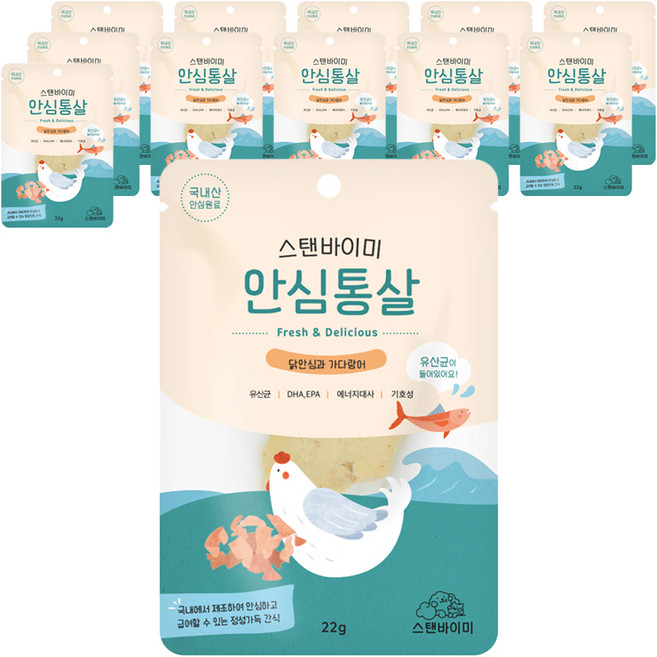 STANDBYME 반려동물 유산균 안심통살, 혼합맛(닭안심/가다랑어), 22g, 12개