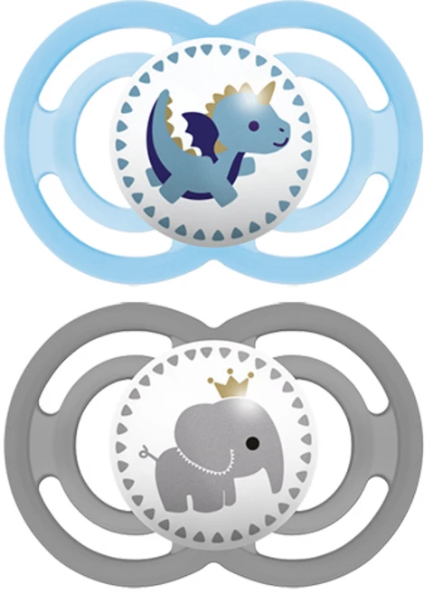 맘베이비 퍼펙트 치아발달 실리콘 쪽쪽이 2p+간편세척케이스 블루 그레이, Perfect 6+, 1세트 - 쿠팡