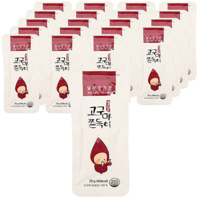 딜라잇가든 순수 고구마 쫀득이 오리지널, 20g, 20개