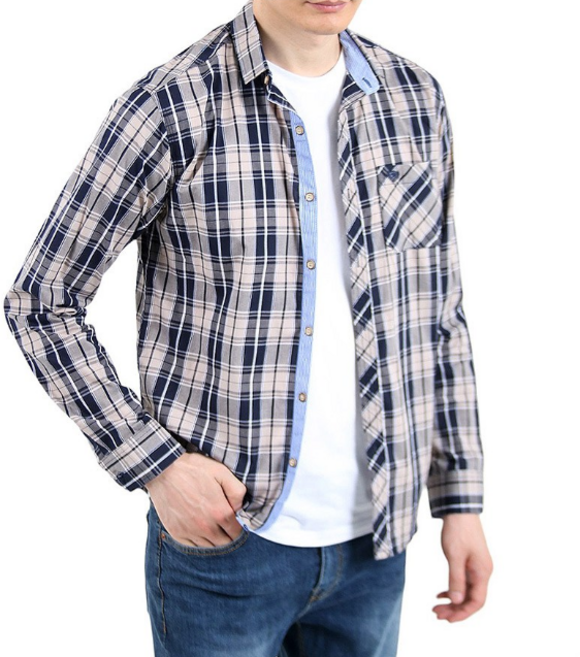 카이일라이바오 남성용 오피스 순면 체크 남방 셔츠 YXCC145