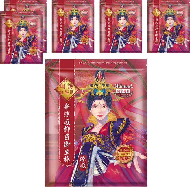 Mdmmd. 明洞國際 後宮涼感系列 新涼感抑菌衛生棉, 量多型(28cm), 7片, 6包