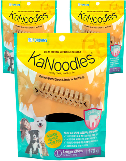 카누들 강아지 잇몸플러스 지퍼백 L, 잇몸건강, 170g, 3개