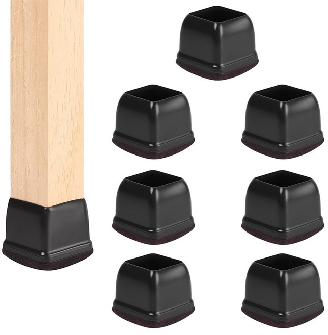 써뉴즈 홈 실리콘 소음방지 의자 가구발 커버 정사각, 블랙, 8개