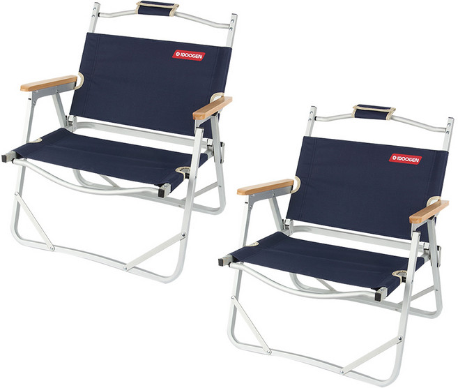 아이두젠 접이식 컴팩트 플랫 캠핑 체어 피크닉 의자, 네이비, 2개