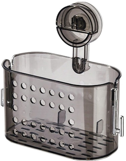 스타리움 무타공 흡착 욕실 양치용품 수납통, 블랙, 1개