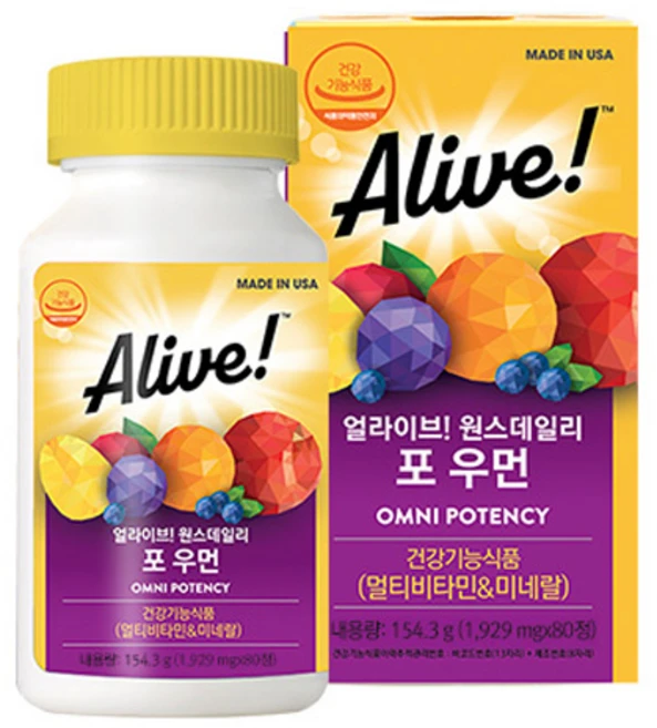 얼라이브 원스데일리 포 우먼 멀티비타민, 80정, 1개 - 쿠팡