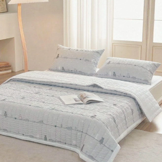 지베딩 고양이의꿈 시어서커 여름 이불