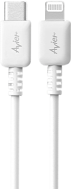 Avier COLOR MIX USB-C-Lightning 高速充電傳輸線 支援3A極速充電, 2m, 白色, 1條