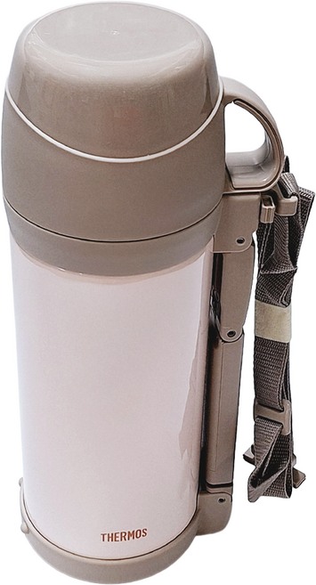 THERMOS 膳魔師 手提保溫瓶 FFW-1003K 內含杯子&提帶 寬瓶口可放入冰塊, 粉棕色, 1L, 1個