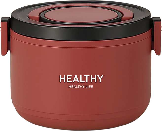 304不鏽鋼保溫防燙便當盒 單層大容量午餐飯盒 1L, 1個, 紅色